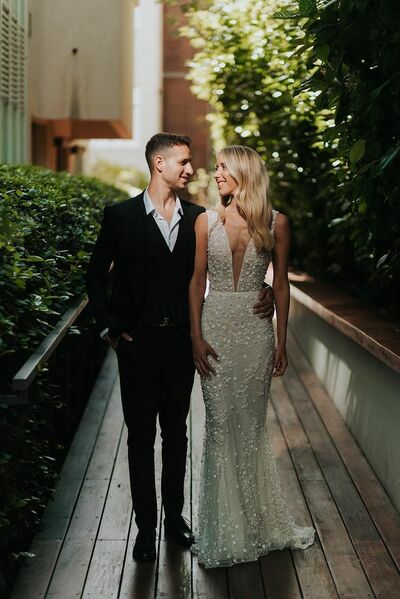 Luxury Deep V-neck Wedding Dress, Sexy Beads Bridal Dress Bridal Gown