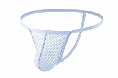 Blue 10-pack Gay Men's sexy lingerie mesh holes breathable thong T-back Tenga underpants E108