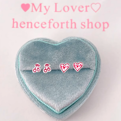 Cherry & heart earrings - Thumbnail 1