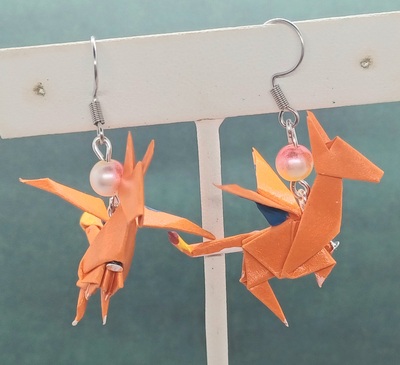 Origami earrings: Charizard