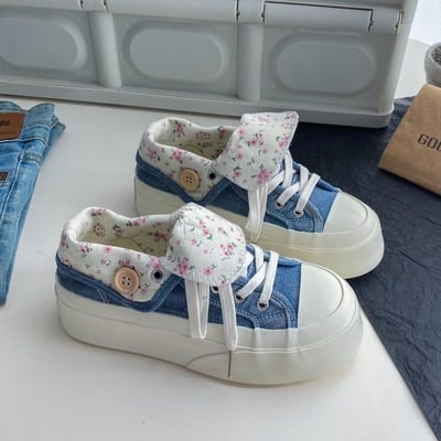 Denim Blue Platform Canvas Shoes