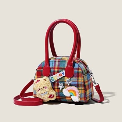 Cute plaid handbag crossbody bag - Thumbnail 1