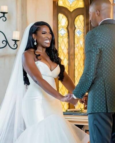 Simple Mermaid Wedding Dress, Satin Bridal Dress Bridal Gown