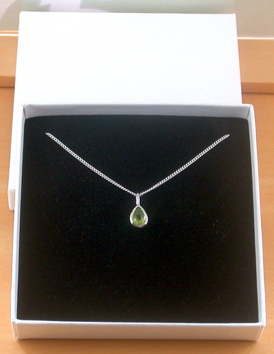BOXED GIFT /Sterling Silver Peridot Teardrop Pendant & Chain/Peridot Necklace/Peridot Jewellery/Peridot Jewelry/Peridot Earrings/August