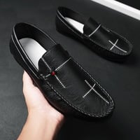 Men's genuine leather casual slip-on driving shoes 2 colors - Thumbnail 2