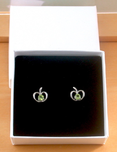 BOXED GIFT/Sterling Silver Peridot Apple Earrings/Peridot Earrings/Peridot Studs/Apple Earrings/Peridot Jewellery/Peridot Jewelry/UK