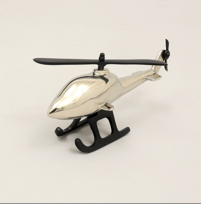 Aluminum Airplane Decorative Sculpture – Sleek Modern Helicopter Figurine for Home or Office Decor, 10"x3.25"x5"
