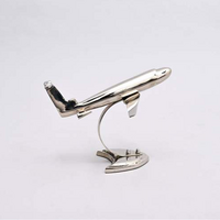 Retro Aluminum Airplane Table Sculpture – Nickel-Finished Vintage Aircraft Decor Accent for Desk, Shelf, or Office Display - Thumbnail 2