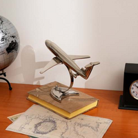 Retro Aluminum Airplane Table Sculpture – Nickel-Finished Vintage Aircraft Decor Accent for Desk, Shelf, or Office Display - Thumbnail 5