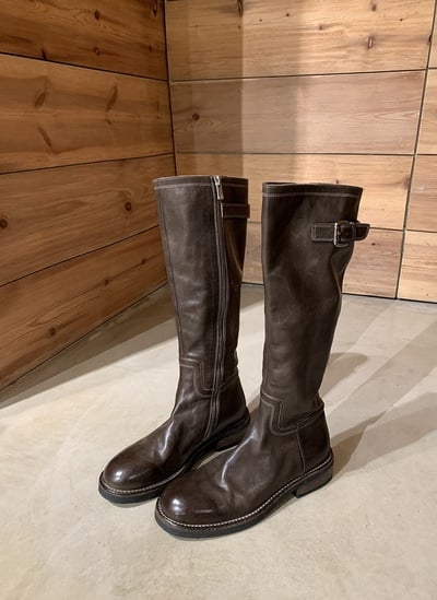 Washed long boots thick heel mid-calf knight boots 2 colors