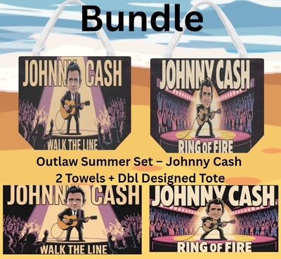 Rock n Roll Beach Bundle- 2 Towels & Tote Dbl Sded. 2 Designs