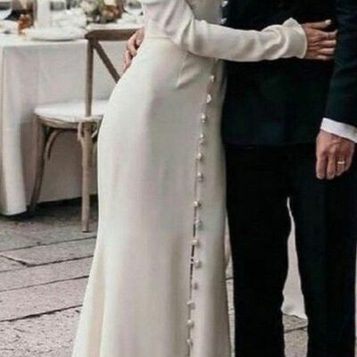 Sheath wedding dress, beach boho bridal dress bridal gown - Thumbnail 1