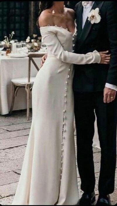 Sheath Wedding Dress, Beach Boho Bridal Dress Bridal Gown