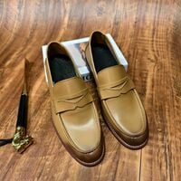 Handmade soft calfskin men's casual slip-on loafers 2 colors - Thumbnail 1