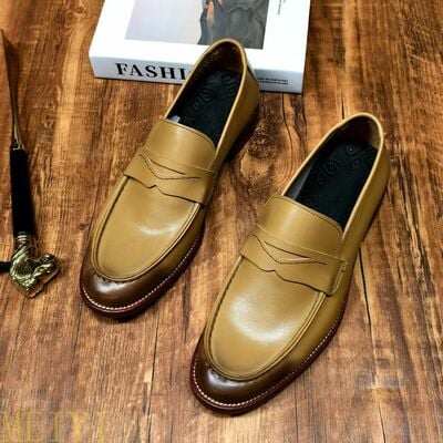 Handmade soft calfskin men's casual slip-on loafers 2 colors - Thumbnail 5