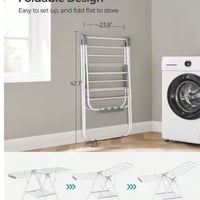 SONGMICS Foldable Clothes Drying Rack – Heavy-Duty Laundry Airer with Adjustable Wings, 33 Rods, 27 Clips, and Rust-Resistant Steel Frame - Thumbnail 1