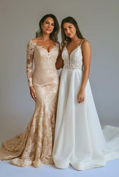 Elegant Champagne Lace Appliques Mother Of the Bride/ Groom Dresses Formal Evening Dress