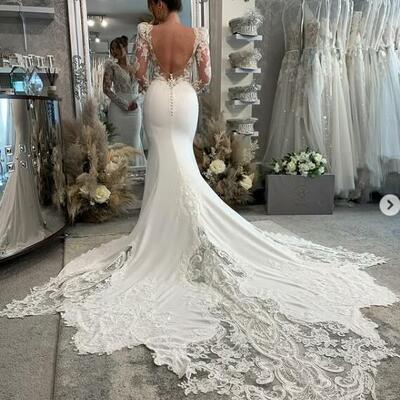 Sex mermaid wedding dress, lace bridal dress bridal gown - Thumbnail 2