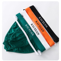 Mixed-color 4PK Men's Underwear Lingerie Low-rise Sexy Cut-Out High-Leg Nylon Underpants KX025GC - Thumbnail 4