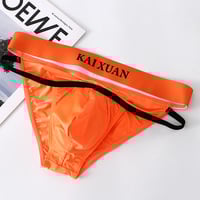 Mixed-color 4PK Men's Underwear Lingerie Low-rise Sexy Cut-Out High-Leg Nylon Underpants KX025GC - Thumbnail 8