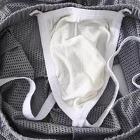 No Need To Wear Briefs! 2PK Men's Sexy Underwear Mesh Holes Detachable Pouch Shorts Loungewear KX024DK - Thumbnail 5