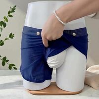 No Need To Wear Briefs! 2PK Men's Sexy Underwear Mesh Holes Detachable Pouch Shorts Loungewear KX024DK - Thumbnail 8