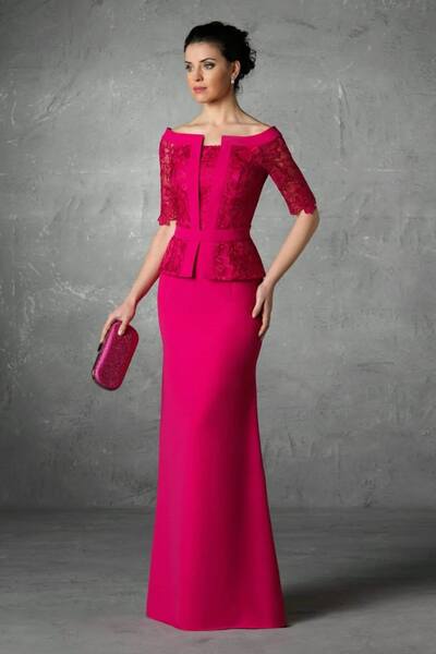 Elegant Red Mermaid Lace with Jacket Mother Of the Bride/ Groom Dresses Formal Evening Dress