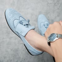 Brogue men's retro tassel slip-on shoes 2 colors - Thumbnail 3