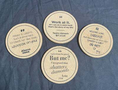 Cork Anime Quote Coasters