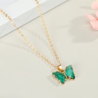 Crystal Butterfly Pendant Necklace – Pastoral Style Internet Celebrity Jewelry for Women - Thumbnail 3