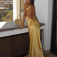 Yellow evening dress,backless party dress, Sexy mermaid party dress - Thumbnail 1