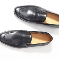 Men's casual leather shoes breathable slip-on genuine leather soft sole loafers 2 colors - Thumbnail 2