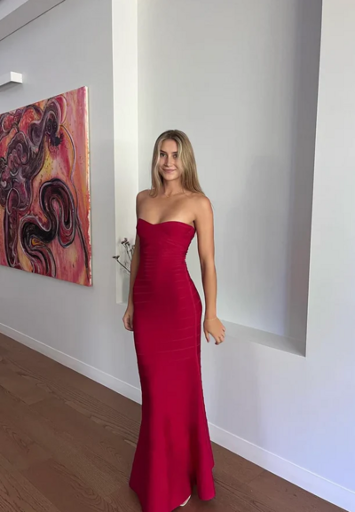 Sweetheart Burgundy Sheath Long Party Dresses