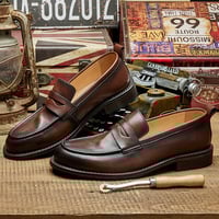 Lightweight soft sole casual breathable shoes genuine leather slip-on driving loafers - Thumbnail 1