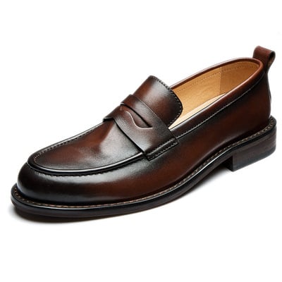 Lightweight soft sole casual breathable shoes genuine leather slip-on driving loafers - Thumbnail 1