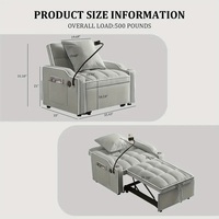 3-in-1 Convertible Sleeper Sofa Chair Bed – Adjustable Recliner with USB & Phone Holder | Space-Saving  - Thumbnail 5