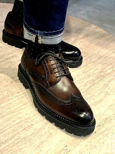 Awesome Style Oxfords Dark Brown Wingtip Lace Up Formal Shoes