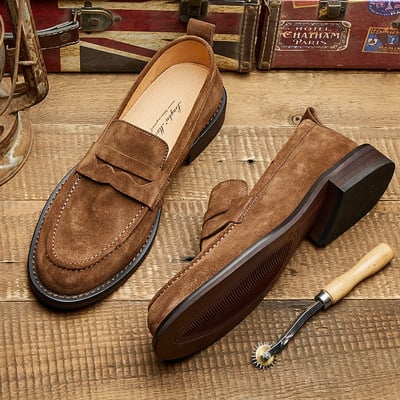 Lightweight soft sole casual breathable shoes genuine leather slip-on driving loafers