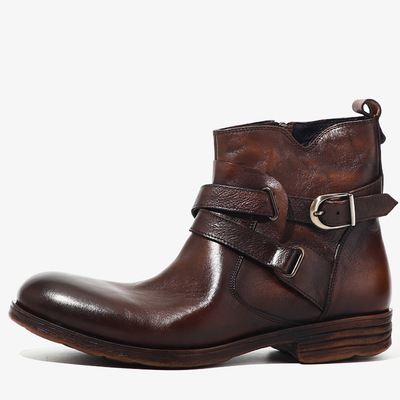 Men's genuine leather retro martin boots first layer leather chelsea short boots 2 colors