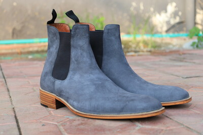 Crafted Leather Classic Gray Suede Leather Chelsea Boot
