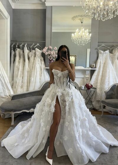 Ball Gown Wedding Dress, Tulle Lace Appliques Bridal Dress Bridal Gown