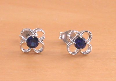 925 Sapphire (Lab Created) Stud Earrings/Daisy Sapphire Studs/Sapphire Jewellery/Sapphire Jewelry/Sapphire Jewelery/September Birthstone