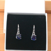 BOXED GIFT/Sterling Silver Sapphire Solitaire Earrings/Sapphire Hook Earrings/Sapphire Earring/Gemstone Earrings/Blue Sapphire Earrings/Jewellery - Thumbnail 7