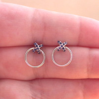 BOXED GIFT/Sterling Silver Sapphire Cross Stud Earrings/Sapphire Jewellery/Sapphire Jewelry/Hoop Earrings/Hoop  Jewellery/September Birthstone/UK - Thumbnail 2