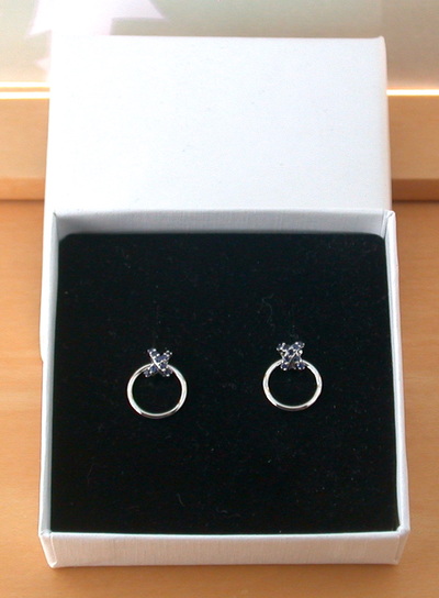 BOXED GIFT/Sterling Silver Sapphire Cross Stud Earrings/Sapphire Jewellery/Sapphire Jewelry/Hoop Earrings/Hoop  Jewellery/September Birthstone/UK
