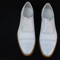 Crafted Leather Handmade Men Classic White Leather Lace up Oxford Dress Shoes - Thumbnail 2