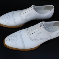 Crafted Leather Handmade Men Classic White Leather Lace up Oxford Dress Shoes - Thumbnail 4