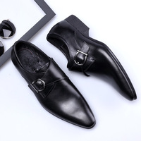 Pointed toe business shoes men's metal buckle shoes 3 colors - Thumbnail 3
