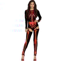 Halloween Skull Zombie Costume – Unisex Cosplay Uniform in Black, Red, Gold, or White  - Thumbnail 3