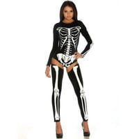 Halloween Skull Zombie Costume – Unisex Cosplay Uniform in Black, Red, Gold, or White  - Thumbnail 4